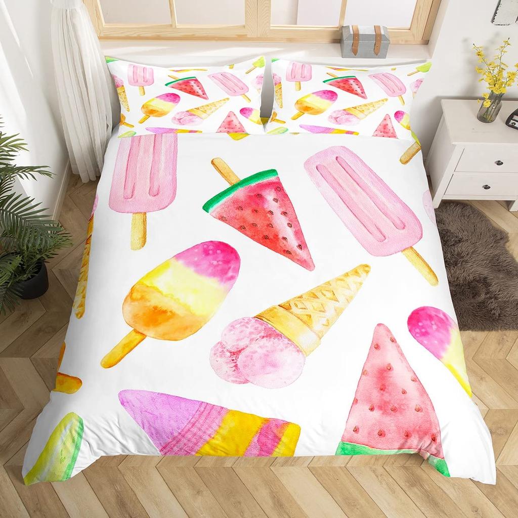 Watermelon Duvet Cover Set Kids Boys Girls Delicious Fruit Print Bedding Set Comforter Cover Cool Summer Room Decoration 3Pcs