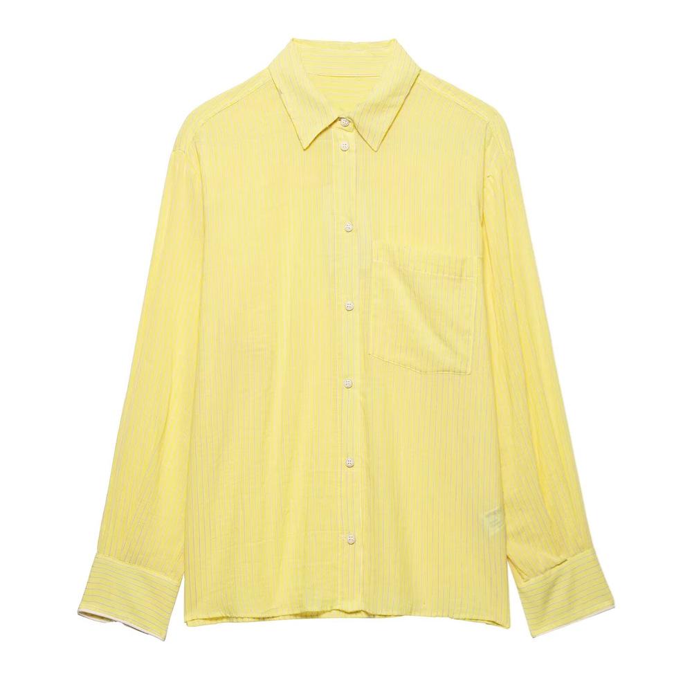 

Spring/Summer 2025 Women s Commuter Striped Pleated Shirt – Casual, Versatile and Loose Fit M