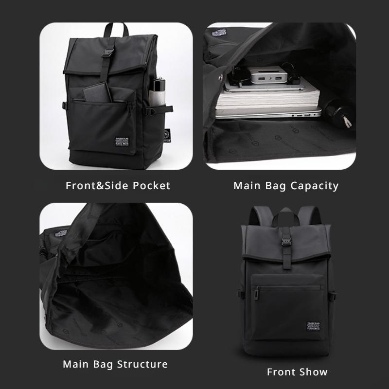 2025 New Simple Solid Color Men's Backpack Casual Travel Shoulder Bag Computer Laptop Rucksack Portable College Student Book Bag