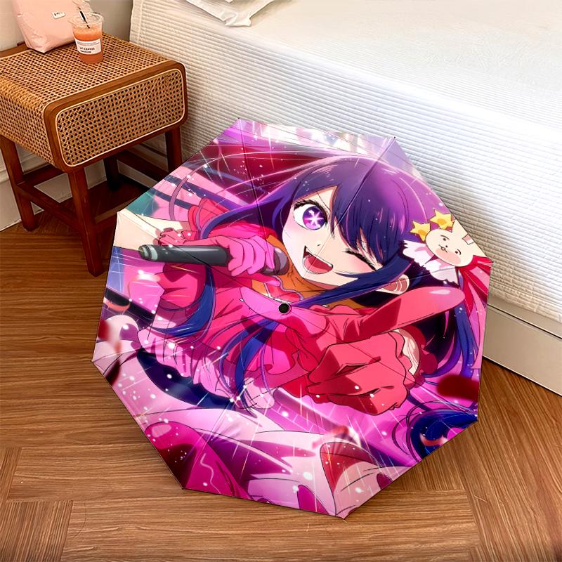 1 PC Automatic Folding Umbrella - Oshi No Ko Pattern, Portable & Foldable Design with 8 Ribs, Christmas Birthday Gifts
