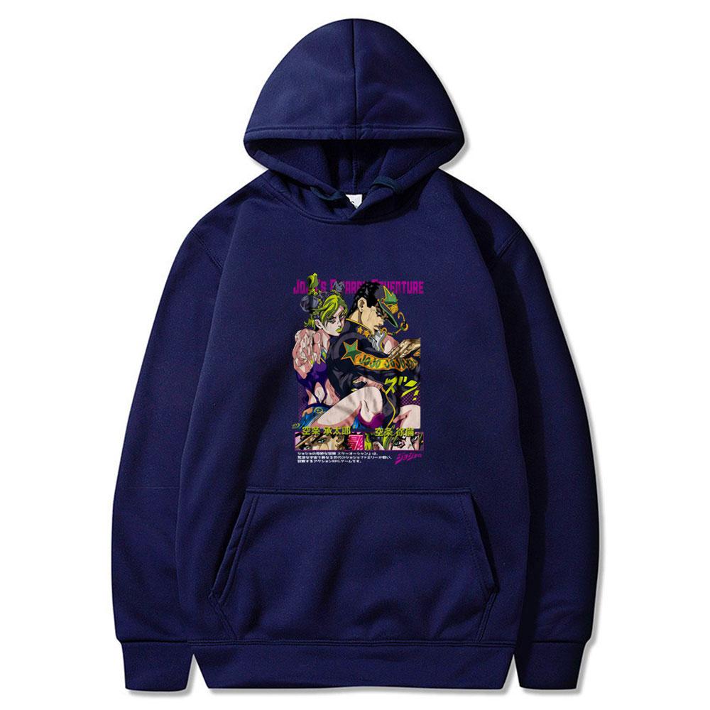 Anime JoJo Bizarre Adventure Hoodies Kujo Jotaro Kujo Jolyne Manga Tops Winter Couple Cwears Casual Comfort Oversized Streetwear
