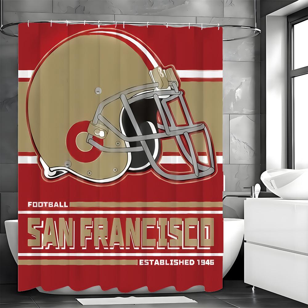 San Francisco 49ers Colorful Shower Curtain, Bathroom Decorative Shower Curtain, Waterproof Shower Curtain with Hooks