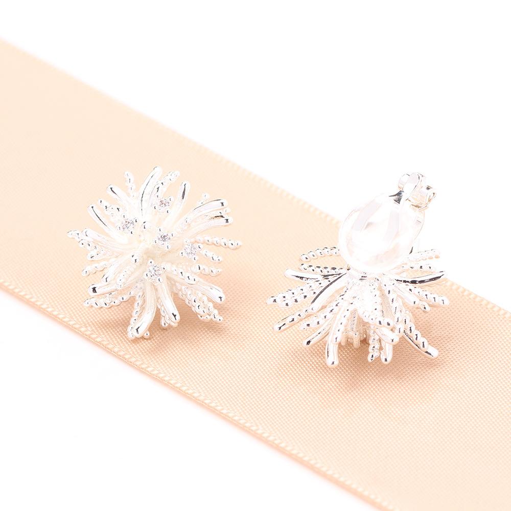 Super fairy light luxury dandelion alloy earrings Korean exaggerated electroplating three-dimensional ear clips personalized temperament fashion earri