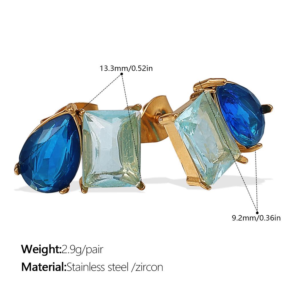 2026 Inlaid Gemstone-plated 18K Gold Earrings European and American Fashion Light Luxury Earrings Women