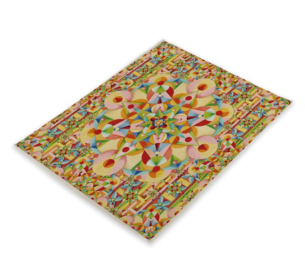 

Bohemian Abstract Floral Print Illustration Coasters Individual Placemats Dessous De Verre Drink Coaster Serviette Table Tissu 2pcs 30x45cm