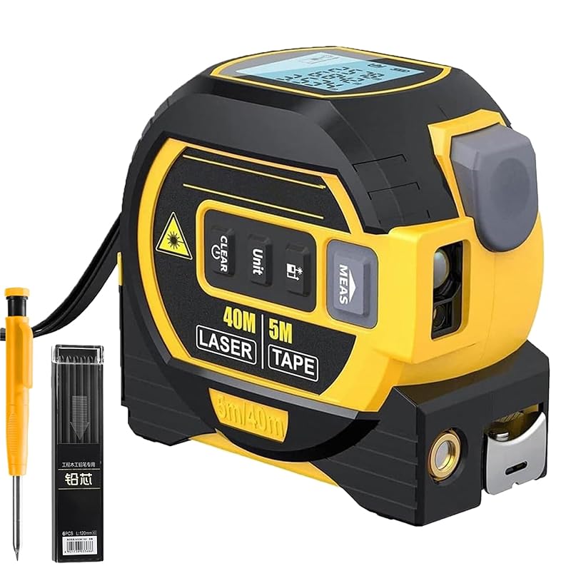 The Almighty Ruler 3-in-1 Laser Measuring Tape, 40/60m Digital Measuring, Laser Measuring Tool, Handheld Electronic Digital Tape Measure with LED