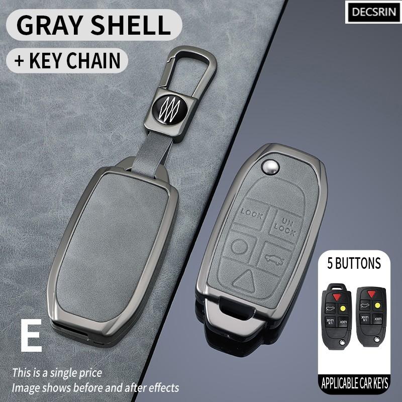 Zinc Alloy + Leather Car Key Case Cover Holder Shell Fob For VOLVO S60 S80 V70 XC70 XC90 Car Remote Interior Accessories