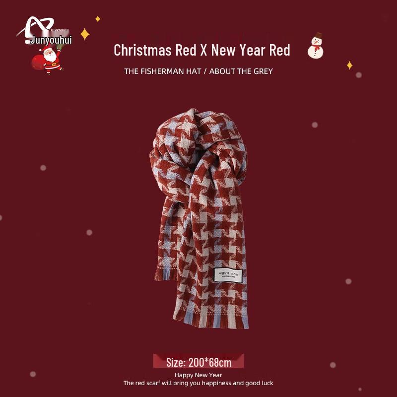 Women s Warm Plaid Star Pattern Scarf One Size
