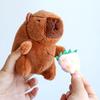 12Cm Cute Plush Capybara Holding Fruit Quick Pull Keychain Toy Cartoon Capybara Fluffty Animal Doll Plush Pendant Accessories