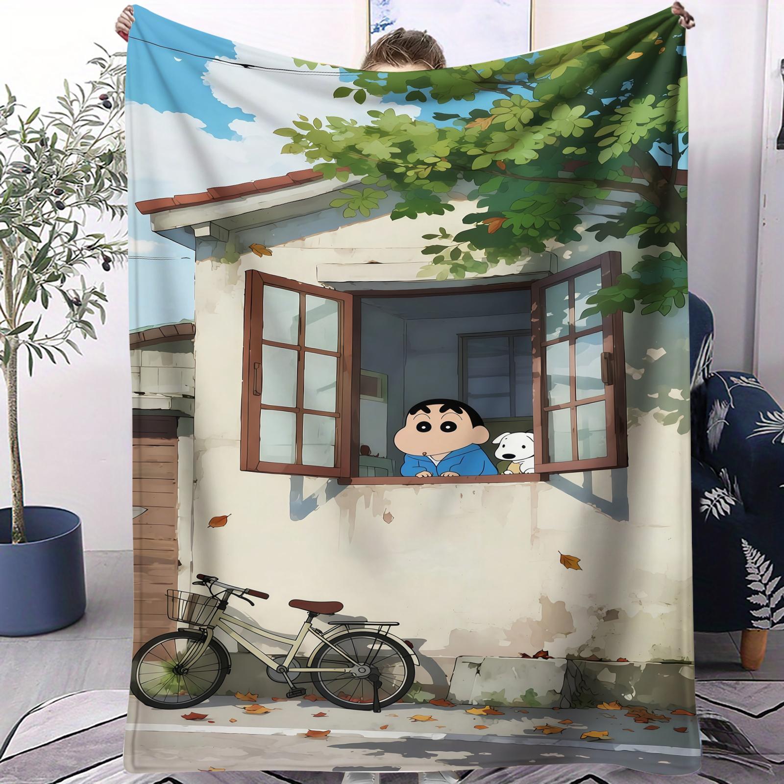 

Crayon Shinchan Classic Anime Small Cover Blanket Soft Comfortable SkinFriendly For Bed Bedroom Dorm Sofa Car Camping Party Gift 70x100cm