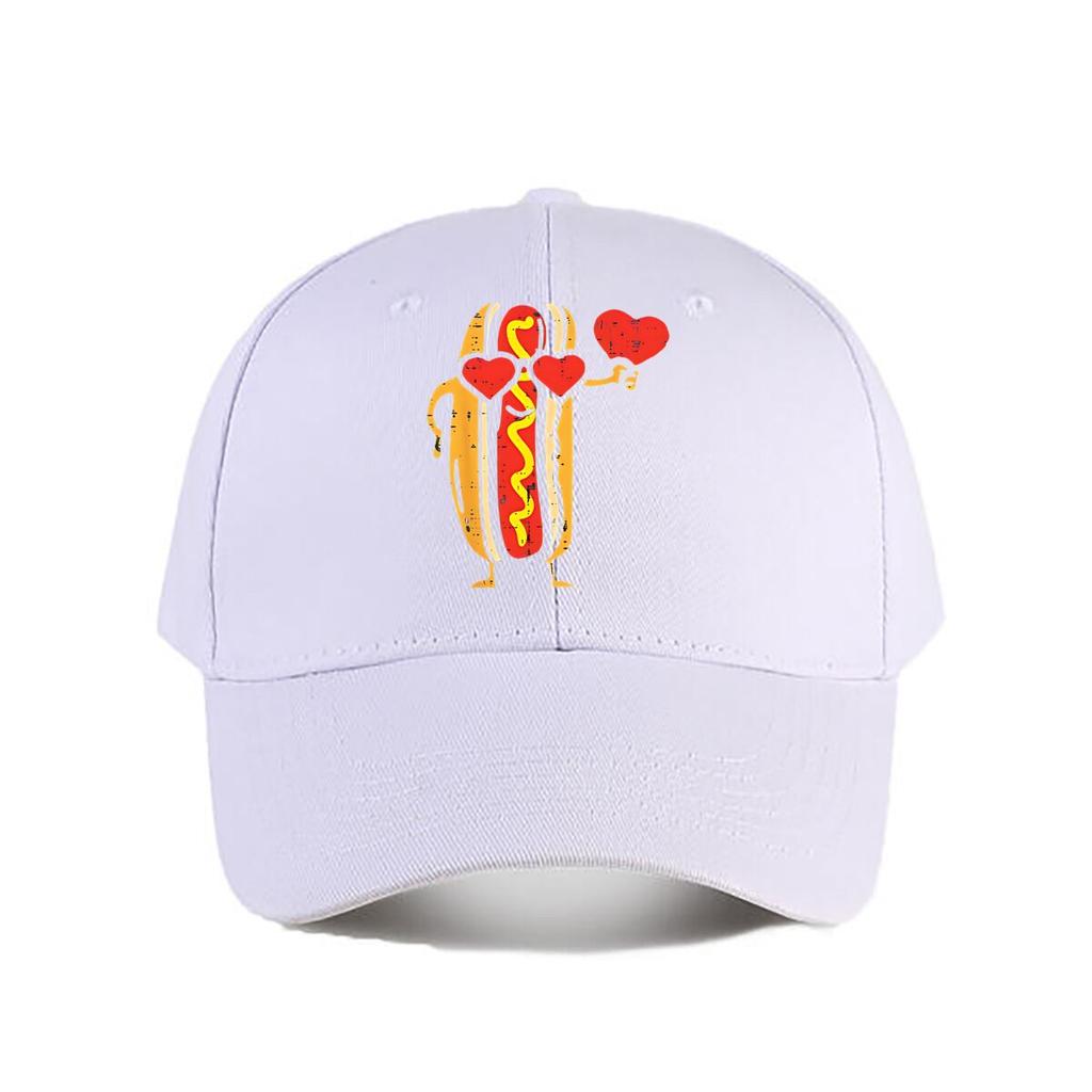 Distressed Hot Dog Heart Glasses Valentine Baseball Cap Fashion Unisex Sunhat Womens Outdoor Sports Snapback Cap
