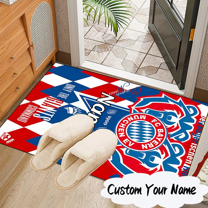 Custom Name Munich Crest Rug for Living Room, Game Rooms, Office, Bedroom, Floor Mat Playful Design, fan gifts Christmas decor
