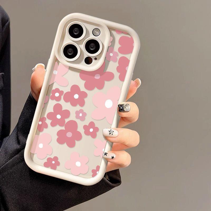 Pink flower for iPhone17ProMax phone case 16 Apple 17 matte 14/15 premium 13 fine holes