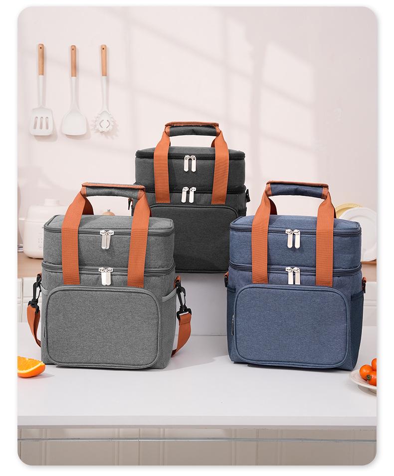 Large Capacity Insulated Picnic Bag - Double-layer, Leak-proof PEVA Lunch Box Cooler