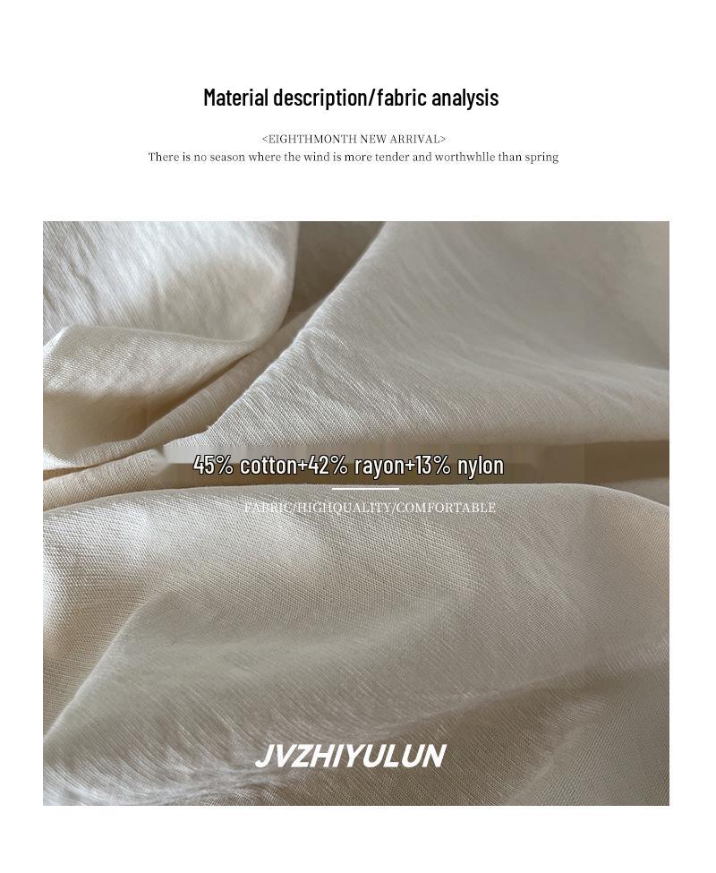 Orange Zhi Spring Women's Tie-Up Loose Fit Shirt with Stacked Collar - Versatile, Simple, and Stylish