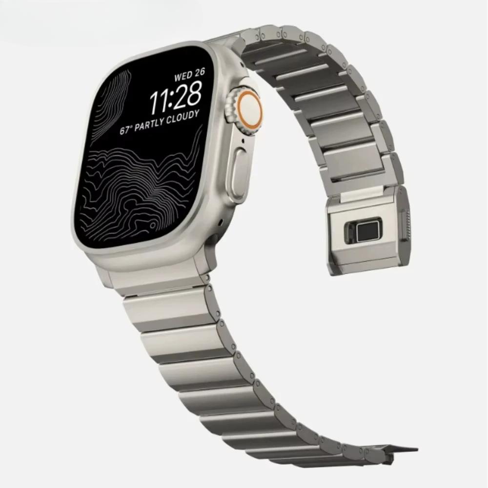 Luxury Titanium Band for Apple Watch Strap Ultra 2 49mm 46mm 45mm 42mm Magnetic Correa for iWatch Series10 9 8 7 6 SE 5 Bracelet