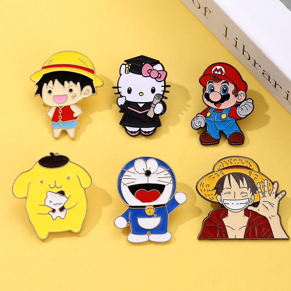 Cartoon Metal Badge Doraemon Alloy Oil Drip Brooch Super Mario Badge