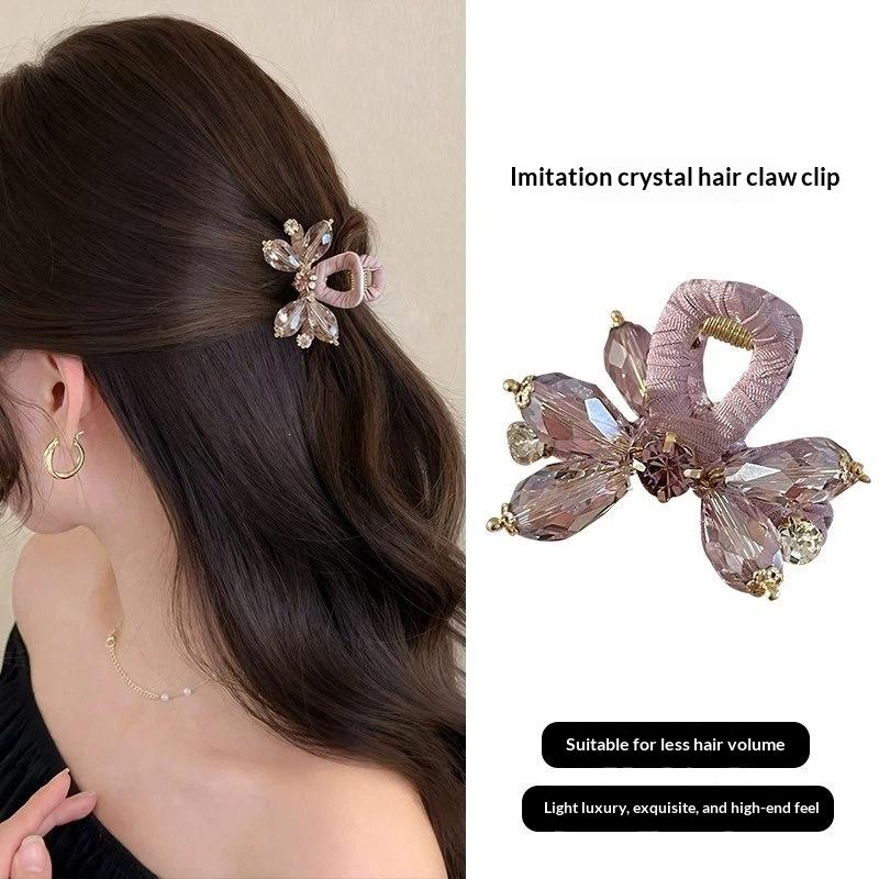 Crystal Half-Up Hair Clip Exquisite Rhinestone Side Hair Clip Shark Clip For Women