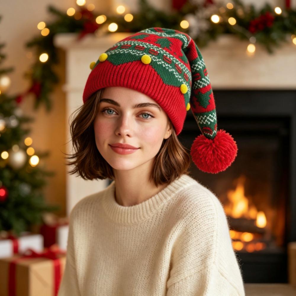 Warm Xmas Baby Beanie Knit Hat Crochet Christmas Tree Santa Hat  Adults Children