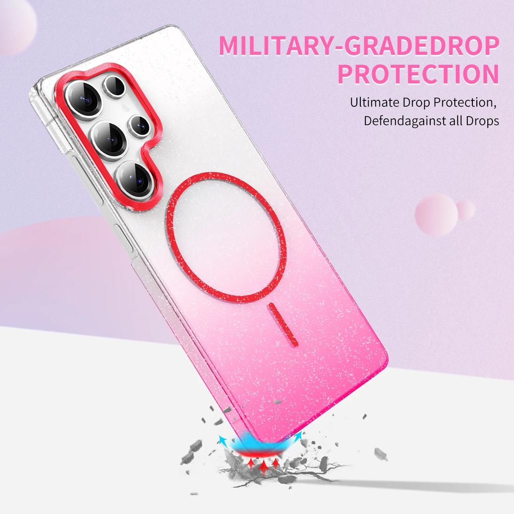 Błyszczące etui Magsafe do ładowania bezprzewodowego Dla Samsung Galaxy A05 A06 A13 A14 A15 A16 A24 A25 A26 A32 A33 A35 A52 Luksusowe etui