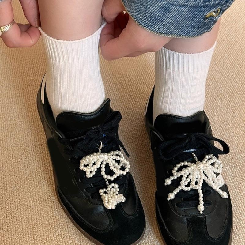 Zarif İnci Boncuklu Fiyonk Ayakkabı Klipsleri Moda Ayakkabı Asma Dekorasyonu Kadın Ayakkabıları İçin Ayakkabı Aksesuarı