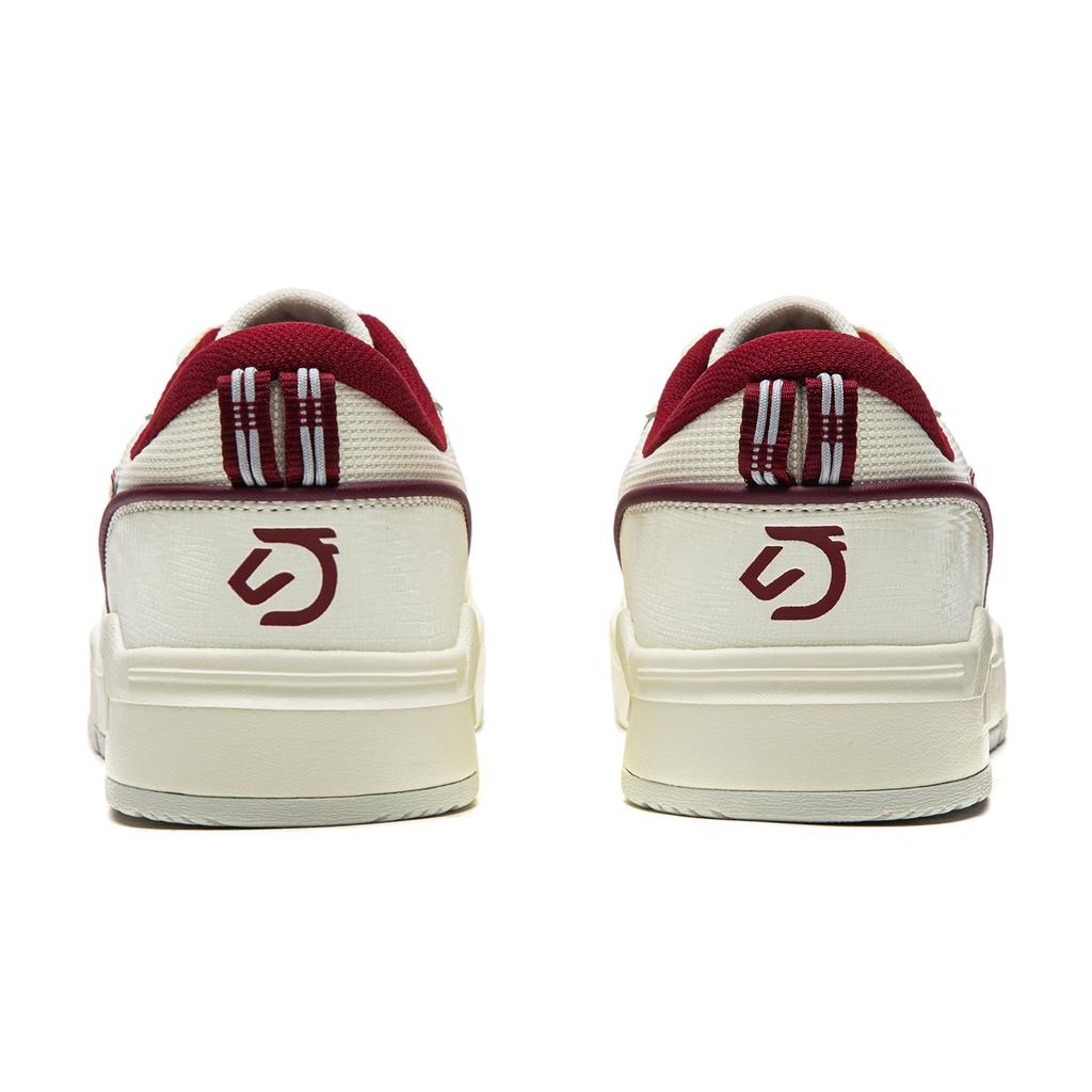 Li Ning Common 80s Coverage Slip Resistant, Abrasion Resistant, Lightweight Low Top Skateboard Shoes Men's White Red AGCW013-1