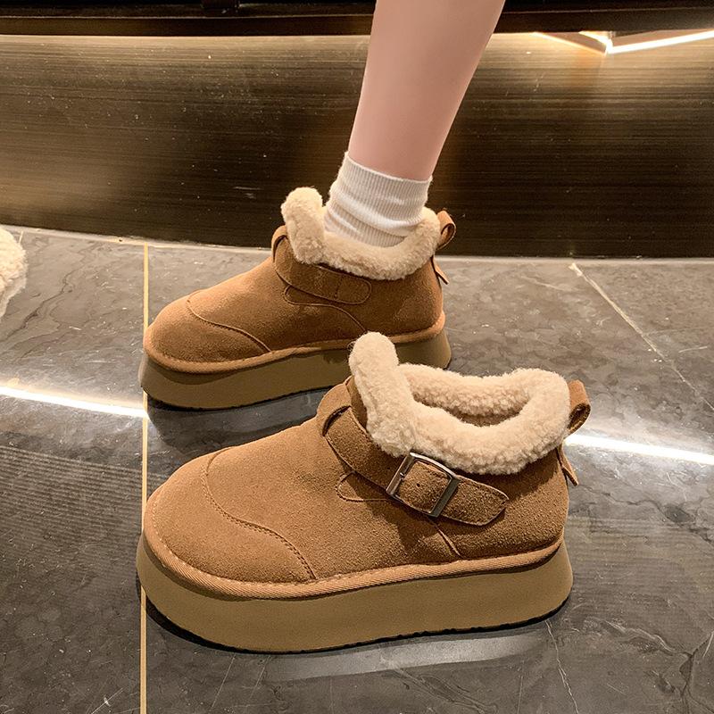 Women's Large Size Soft Sole Winter Warm Anti-slip Fur Snow Boots Padded Lined Ankle Boots Anti-slip Hiking Sports Cotton Boots