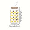 3D-Druck Goldenes Waben Bienen Schmetterlingsmuster Sublimation Glas Trinkhalm Saftglas Flasche mit Bambusdeckel zum Verschenken