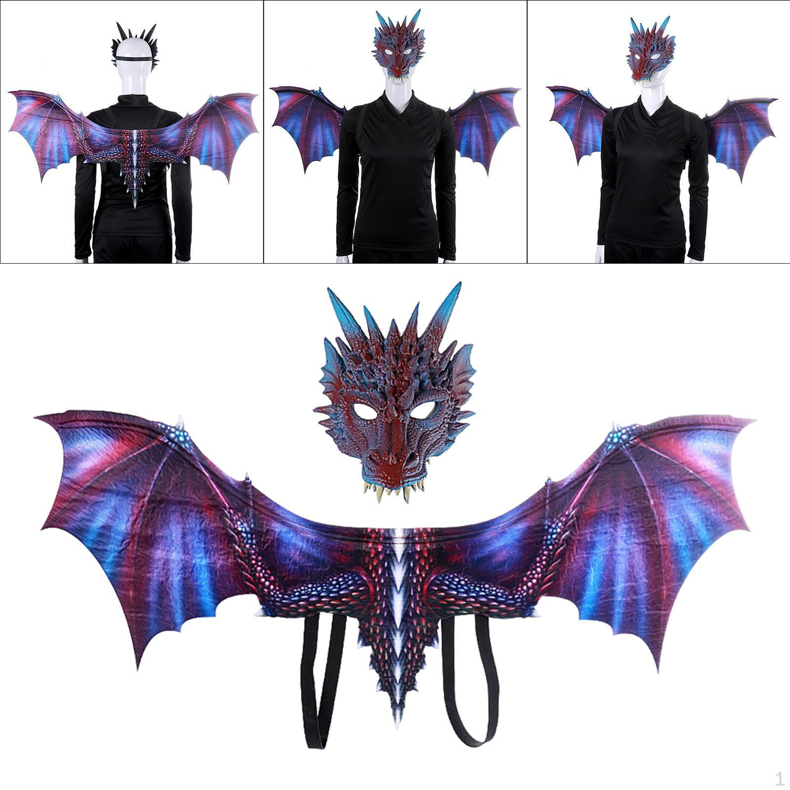 

Костюм дракона для взрослых, декоративный реквизит для фотосъемки, ролевая игра, набор масок с крыльями динозавра фиолетовый