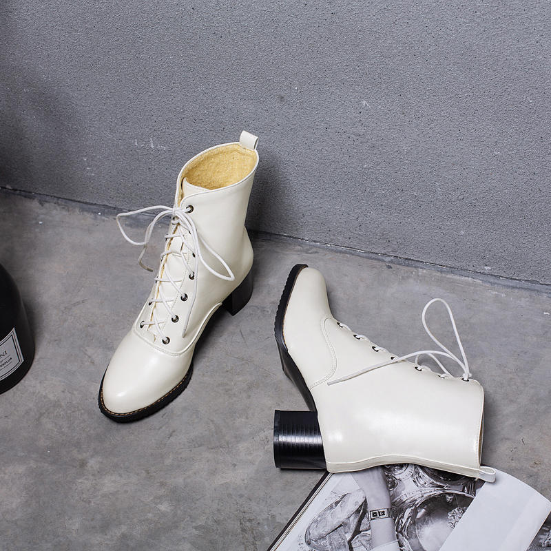 Women's High-heeled Short Boots Autumn and Winter Comfortable Versatile Thick-heeled Large-size Casual Short Boots