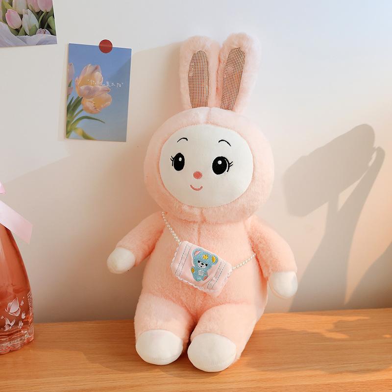 Cute Little Rabbit Doll Plush Toy Girl Sleeping with Her Doll On The Bed Cute Home Decoration Gift for Women