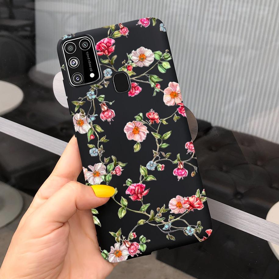 Silikonový kryt Pro Samsung M31 M 31 Obal Čerstvá květina Pírko Nárazuvzdorný kryt telefonu Pro Samsung Galaxy M31s M31 s M315 M317 Etui