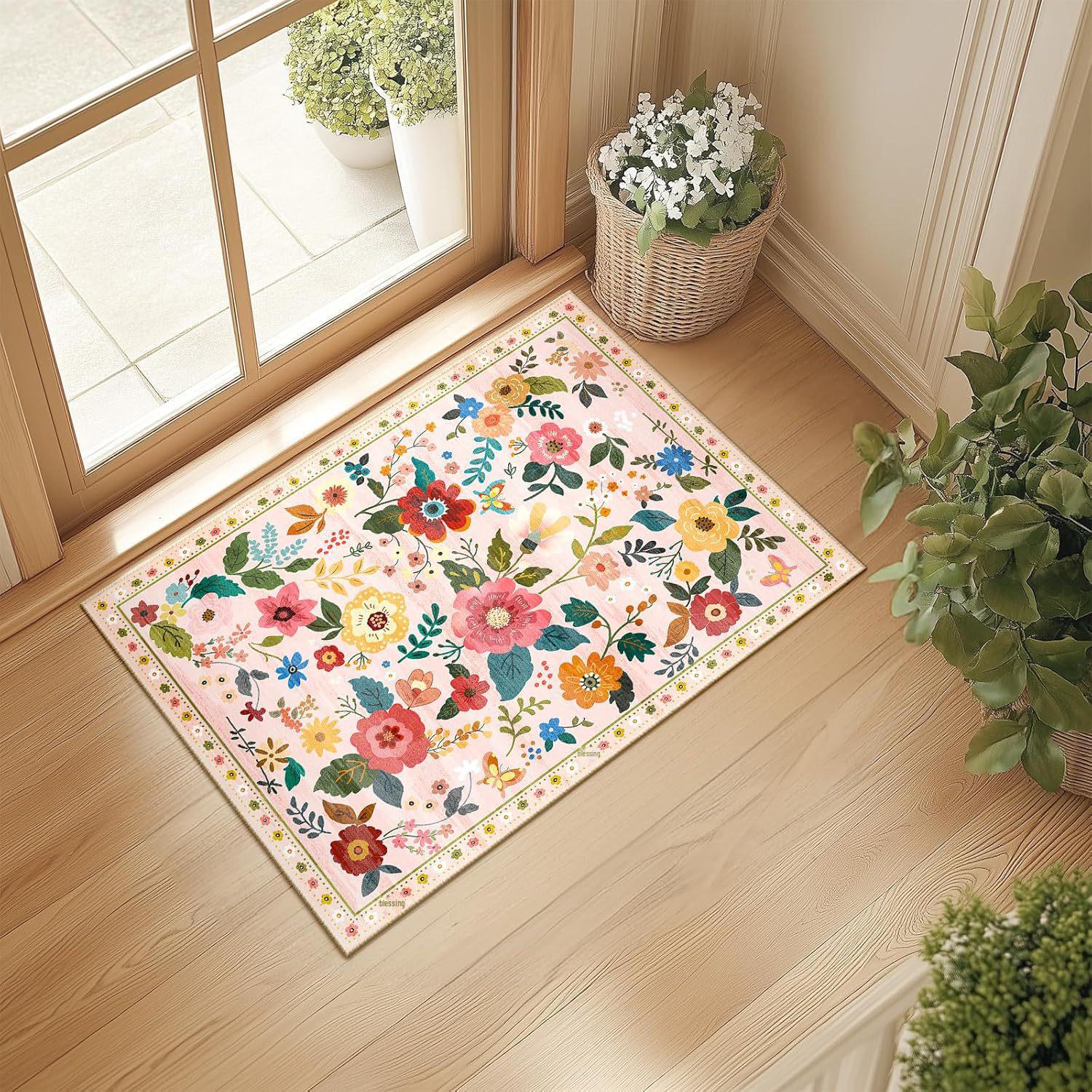 

Коврики с цветочным принтом Cross-Border: Коврики для ванной и входной группы, впитывающие воду и устойчивые к грязи, простые в уходе, с этикетками для доставки 40x60cm with Label