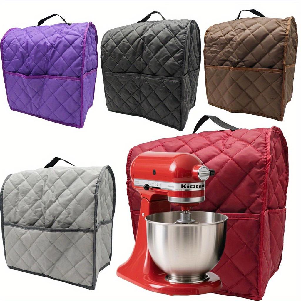 [Strapazierfähige Küchenmaschinenabdeckung] Strapazierfähige 1-teilige mehrfarbige Küchenmaschinen-Staubschutzhülle mit Seitentasche | Gestepptes Polyester, perfekt für Küchengeräte