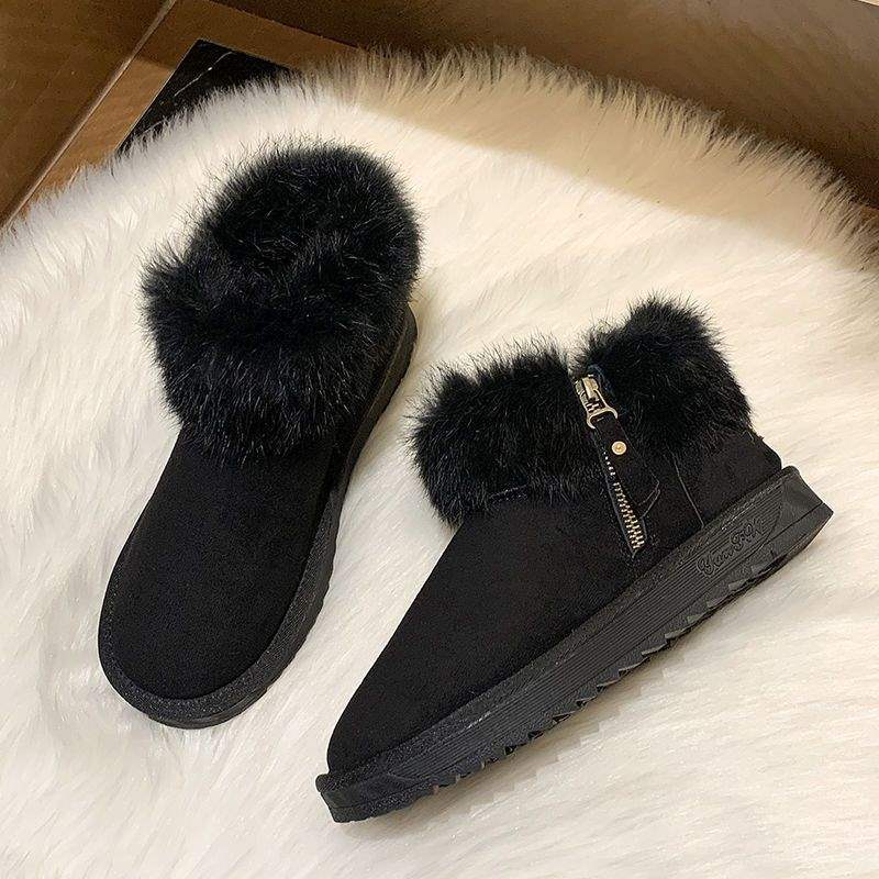 

Snow boots women s shoes winter 2025 new fashion short women s boots side zipper cotton shoes thickened plush shoes 36 чорний