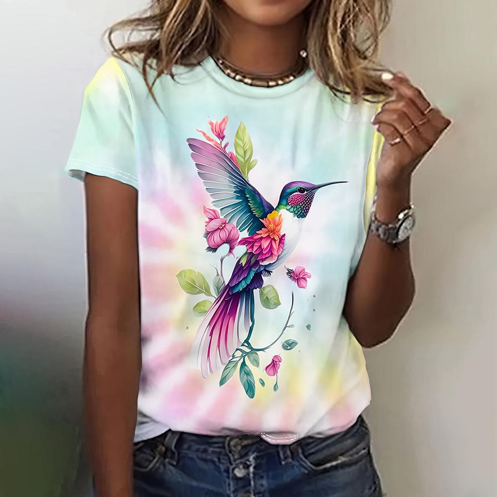 Summer Gradient Print Tshirt For Women Butterfly Pattern Tops Fashion Casual Loose T Shirt Oversized Short Sleeve Aesthetic Clot