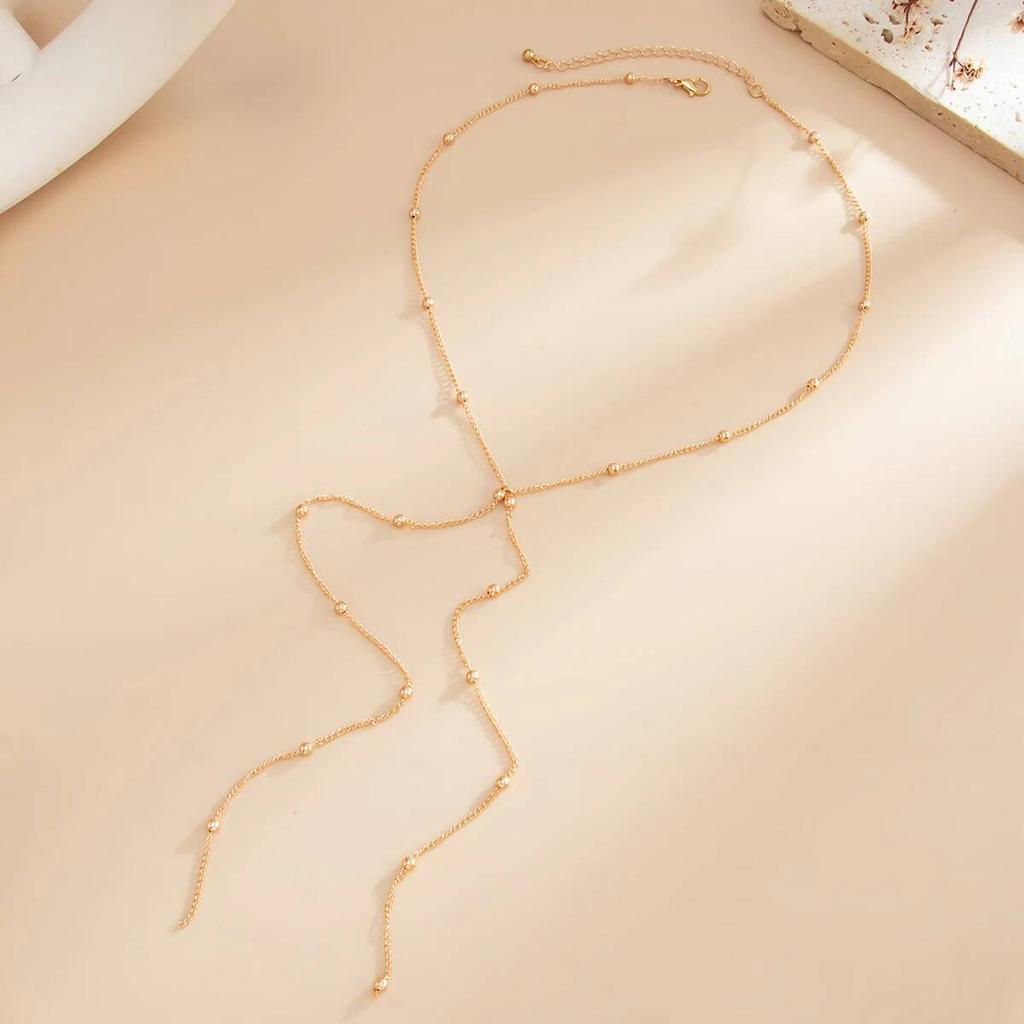 Salircon Minimalism Creative Metal Y Shape Pendant Necklace Vintage Unique Gold Color Tassel Long Chain Charm Jewelry Accessory