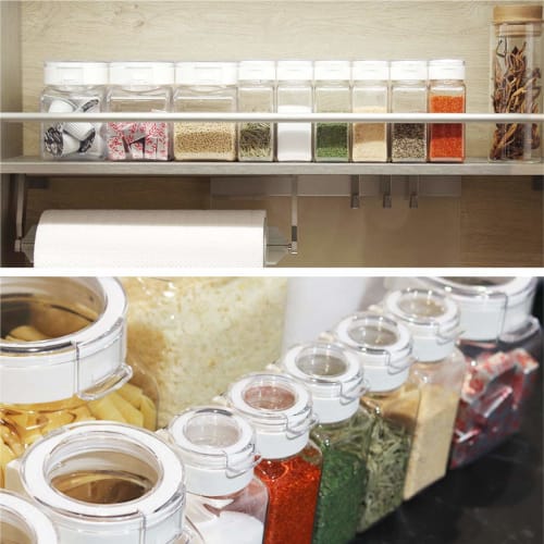 Official Takeya Spice Bottles, Set of 6, 110ml, 3 1-Hole and 3 5-Hole, with Funnel, FRESHLOK Airtight Storage Containers, Airtight, Refrigerator-Safe,