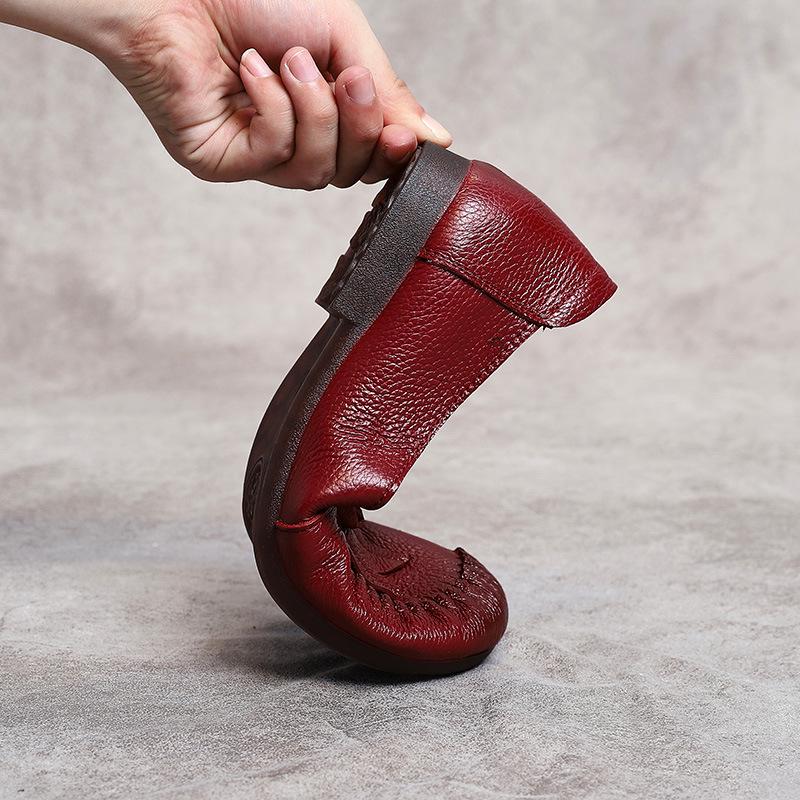 2025 Ethno-Stil Handgefertigte Schuhe aus echtem Leder mit weicher Sohle für Frauen mittleren Alters