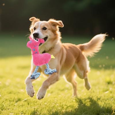 3 Pcs Squeaky Plush Dog Toy Stuffed Little Deer Shape Dog Chew Toys with Rope Ball Knot for Puppy Teething Training Boredom Relief