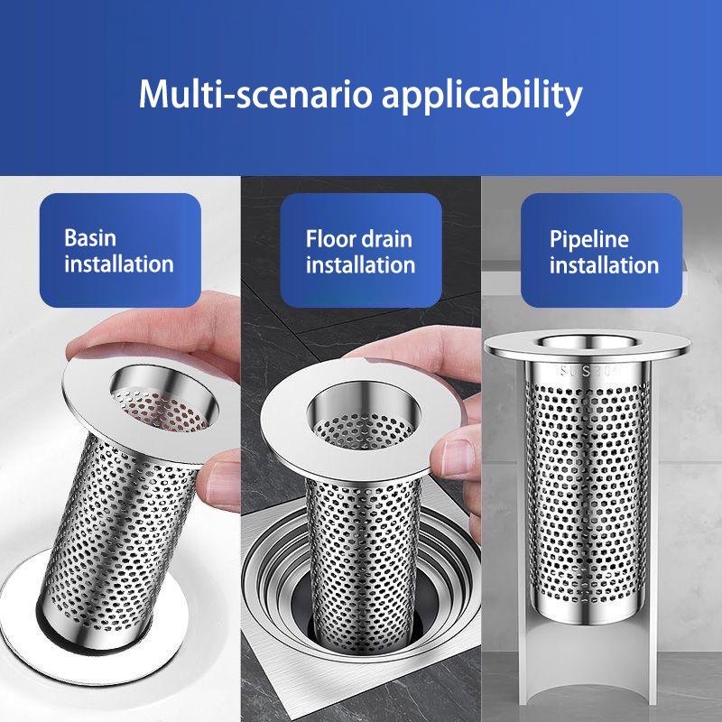 304 Stainless Steel Floor Drain Net Basin Anti-odor Drainer Bathroom Wash Basin Anti-clogging Filter Universal