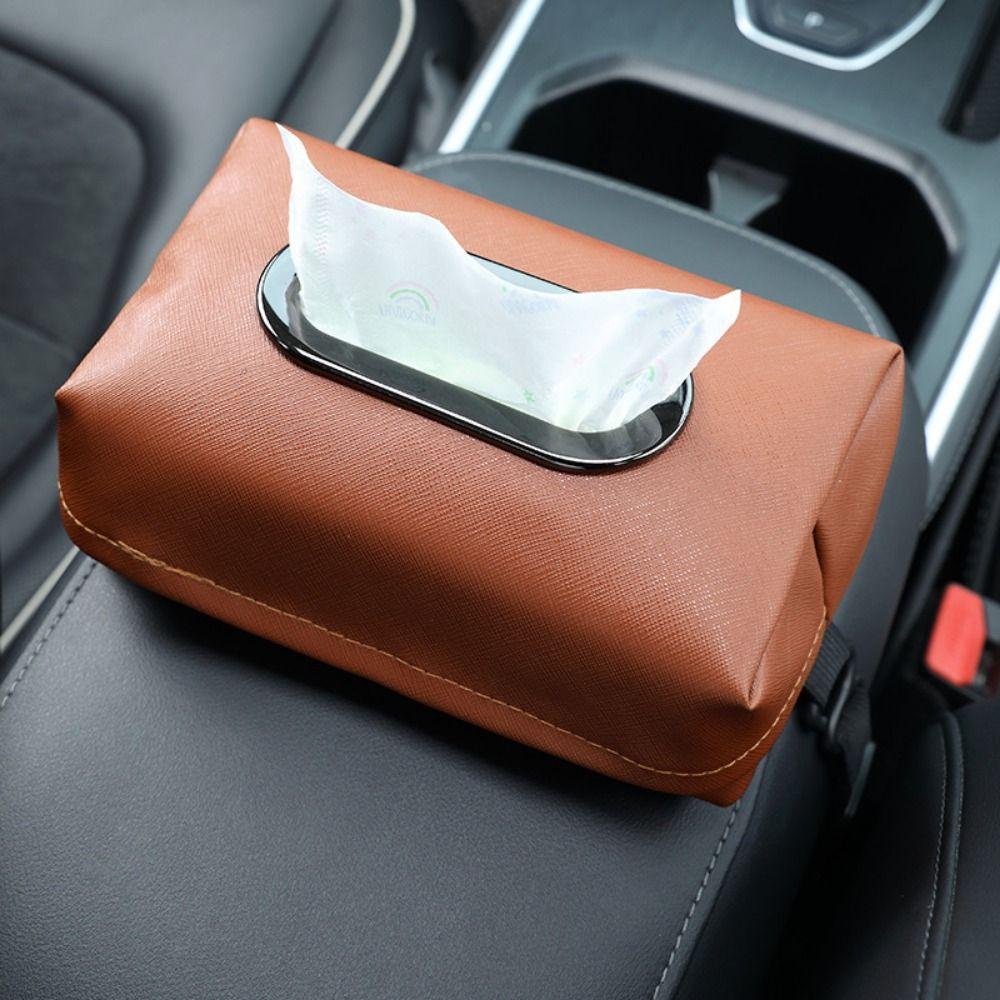 Practical Car Seat Back Tissue Bag PU Leather Tissue Storage Box  Car Interior Accessories