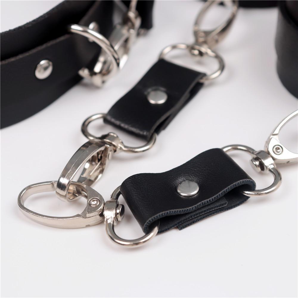 Role-playing 2 PCs Adult Sex Cuff for Women Men PU Leather Handcuffs Choker Collar Couple Adult Games Flogger Restraints