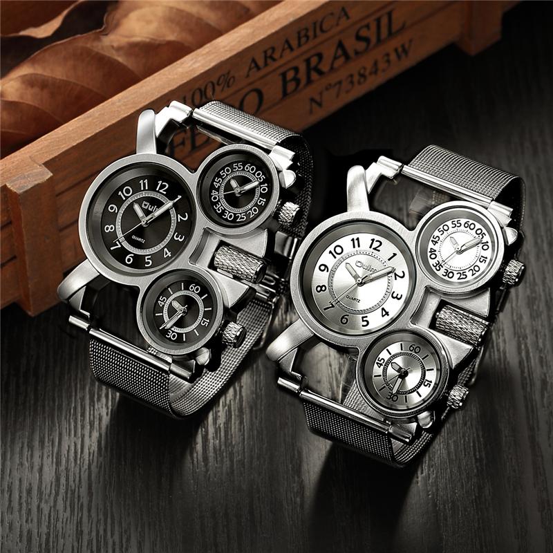 Military Mesh Mens Watches Top Brand Luxury Multiple Time Zone Men's Watch Male Quartz Outdoor Sports Wristwatch
