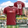 Red Maple Leaves Print Design Canada Football T-shirt Unisex Round Neck Breathable T Shirts Custom Name Number Sport Quick Dry