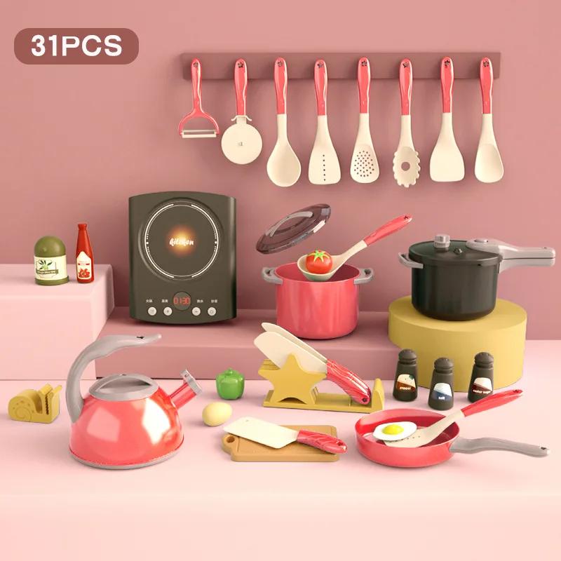Play Role Playing Toys Boys Girls Kids Toys Kitchen Cooking Toy Set Pretend Cooking Food Play With Pots Pans Utensils Cookware