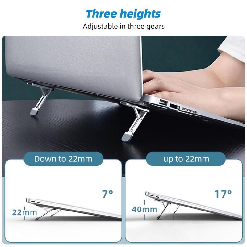 HdoorLink 2 in 1 Foldable Laptop Holder Mini Invisible Notebook Riser Bracket Self-adhesive Phone Table Desktop Kickstand Computer Cooling Stand