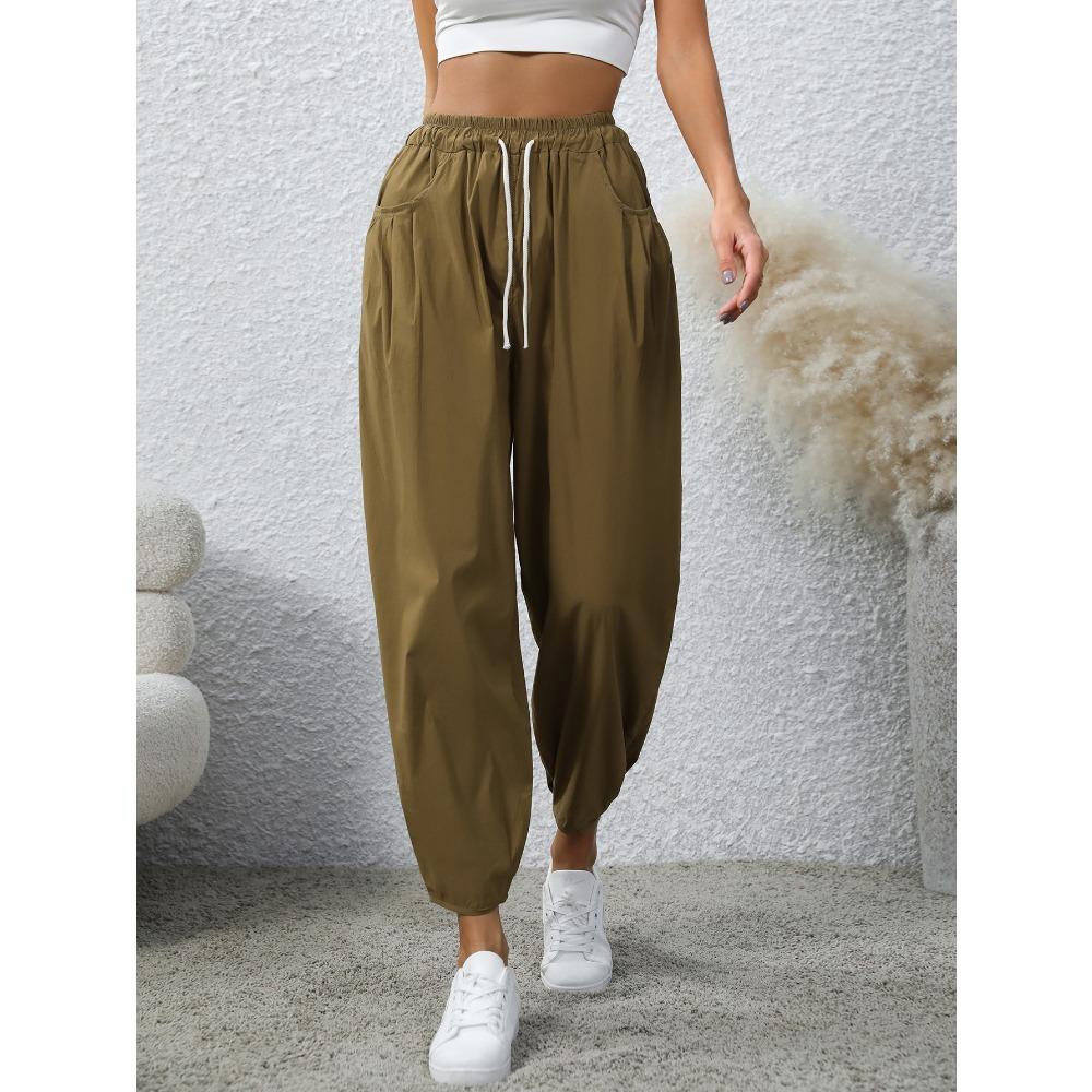 Fashionable Loose Casual Pants with Drawstring Pockets for Summer