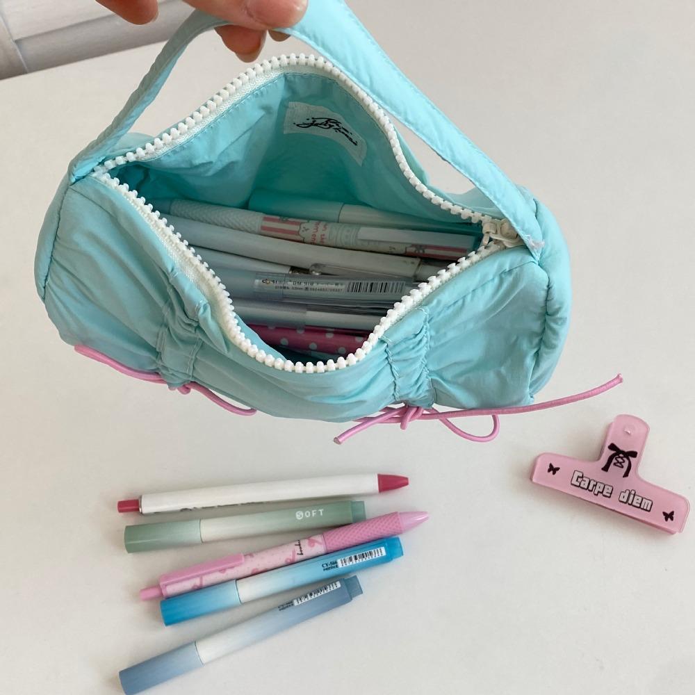 Handheld Bow Stationery Bag Desktop Storage Bow Pencil Pouch  Stationery Holder