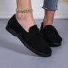 Fashion Fashion Pleated Strap Suede Loafers Shoes Women 2025 Summer Round Toe Low Heel Slip On Casual Shoes Soft Sole Holiday Pumps